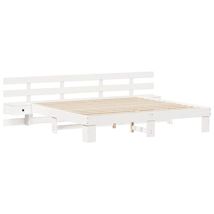 Sengestel med hovedgærde Hvid 180 x 200 cm Massiv fyrretræ