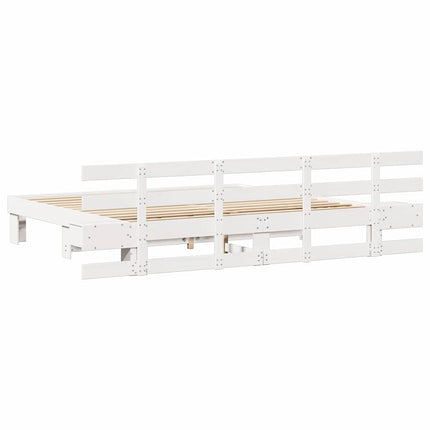 Sengestel med hovedgærde Hvid 180 x 200 cm Massiv fyrretræ