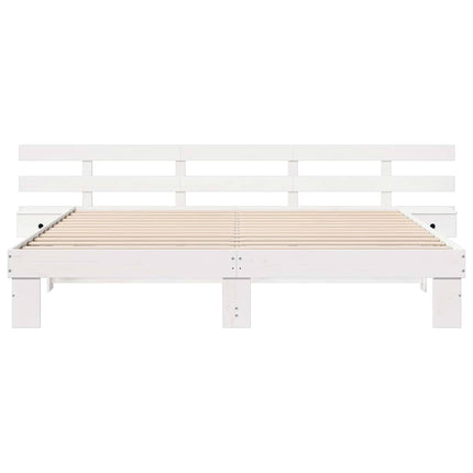 Sengestel med hovedgærde Hvid 180 x 200 cm Massiv fyrretræ