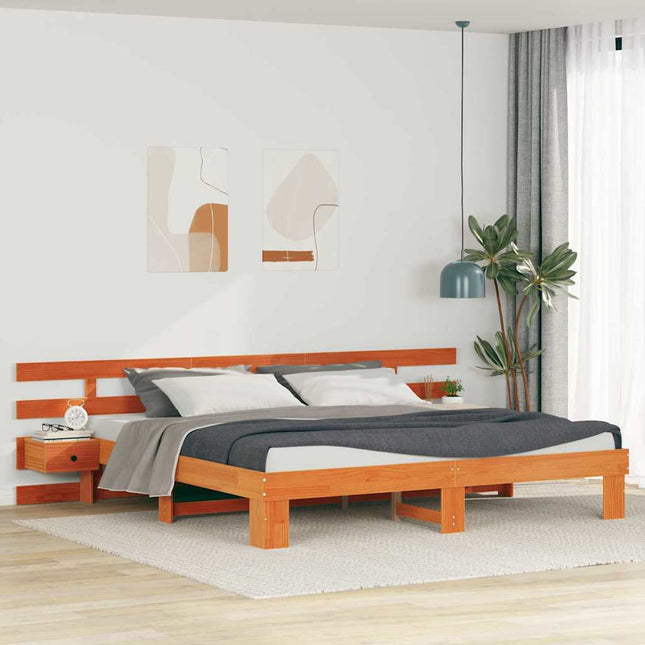 Sengestel med hovedgærde Brun 180 x 200 cm Massiv fyrretræ