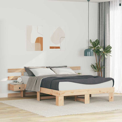 Sengestel med hovedgærde Brun 160 x 200 cm Massiv fyrretræ