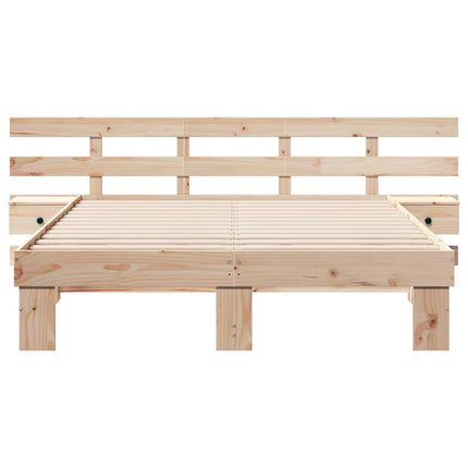 Sengestel med hovedgærde Brun 160 x 200 cm Massiv fyrretræ