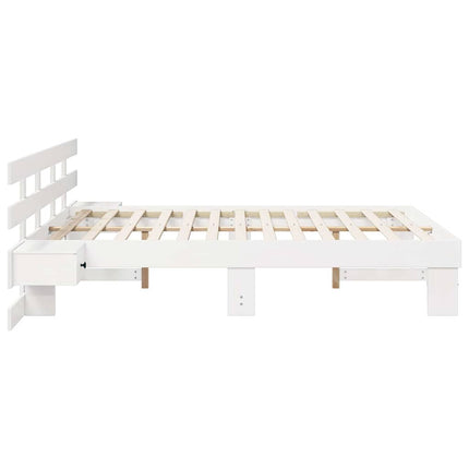Sengestel med hovedgærde Hvid 160 x 200 cm Massiv fyrretræ
