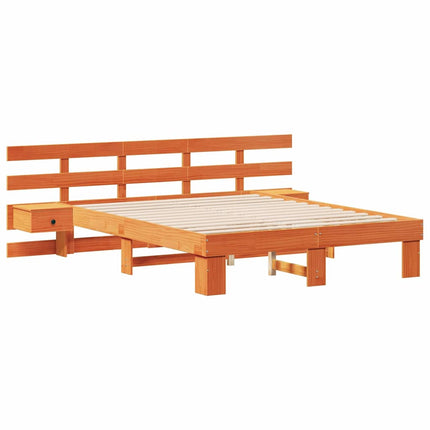Sengestel med hovedgærde Brun 160 x 200 cm Massiv fyrretræ