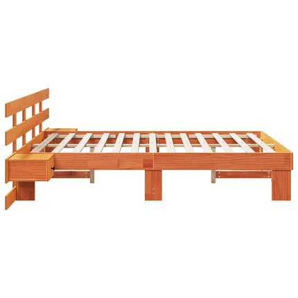 Sengestel med hovedgærde Brun 160 x 200 cm Massiv fyrretræ