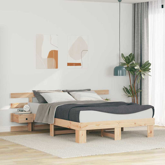 Sengestel med hovedgærde Brun 140 x 200 cm Massiv fyrretræ