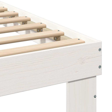 Sengestel med hovedgærde Hvid 140 x 200 cm Massiv fyrretræ