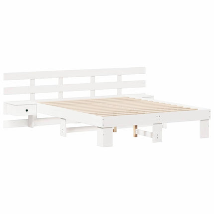 Sengestel med hovedgærde Hvid 140 x 200 cm Massiv fyrretræ