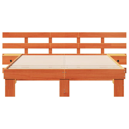 Sengestel med hovedgærde Brun 140 x 200 cm Massiv fyrretræ
