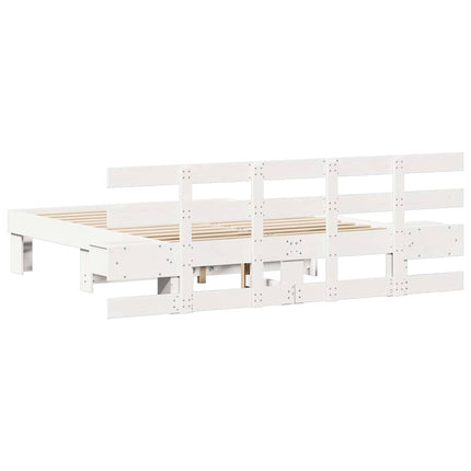 Sengestel med hovedgærde Hvid 120 x 200 cm Massiv fyrretræ