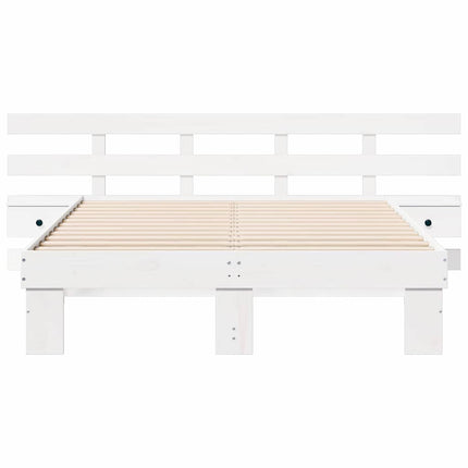 Sengestel med hovedgærde Hvid 120 x 200 cm Massiv fyrretræ