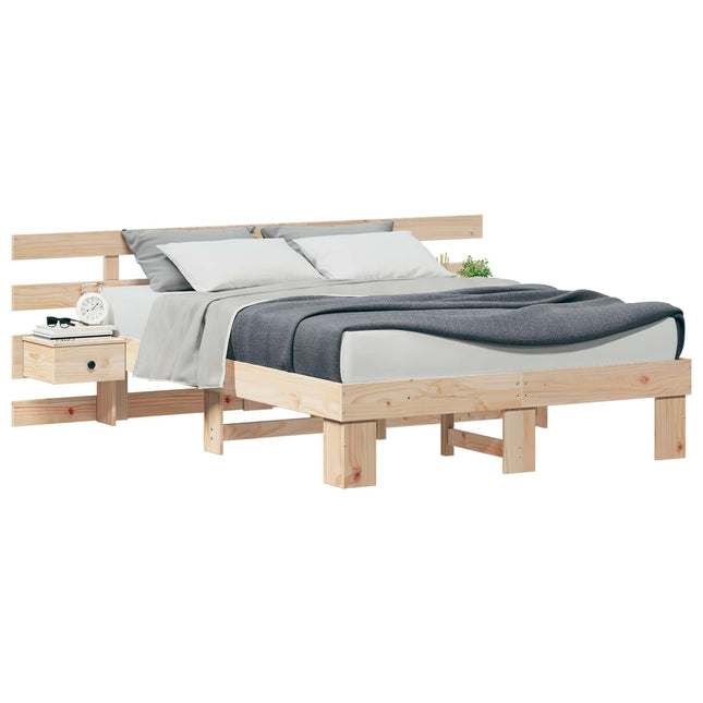Sengestel med hovedgærde Brun 140 x 190 cm Massiv fyrretræ