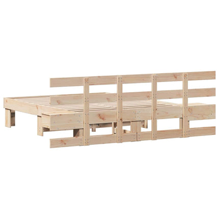 Sengestel med hovedgærde Brun 140 x 190 cm Massiv fyrretræ