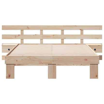 Sengestel med hovedgærde Brun 140 x 190 cm Massiv fyrretræ