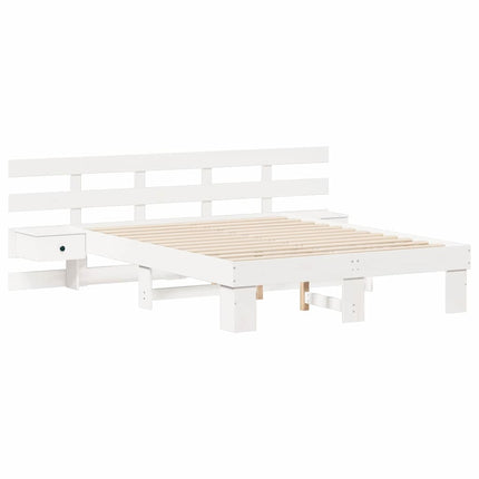 Sengestel med hovedgærde Hvid 140 x 190 cm Massiv fyrretræ