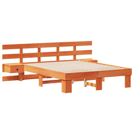 Sengestel med hovedgærde Brun 140 x 190 cm Massiv fyrretræ