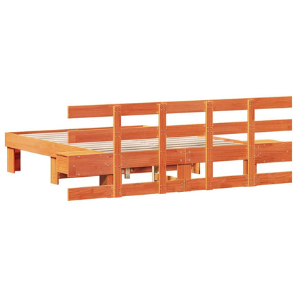 Sengestel med hovedgærde Brun 140 x 190 cm Massiv fyrretræ