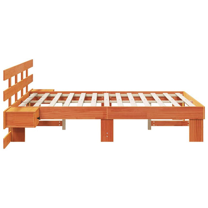 Sengestel med hovedgærde Brun 140 x 190 cm Massiv fyrretræ