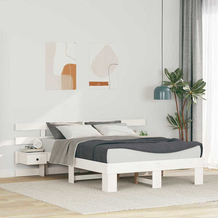 Sengestel med hovedgærde Hvid 120 x 190 cm Massiv fyrretræ