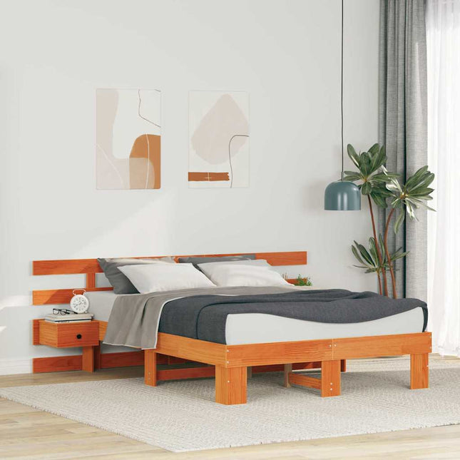 Sengestel med hovedgærde Brun 120 x 190 cm Massiv fyrretræ