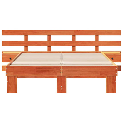 Sengestel med hovedgærde Brun 120 x 190 cm Massiv fyrretræ