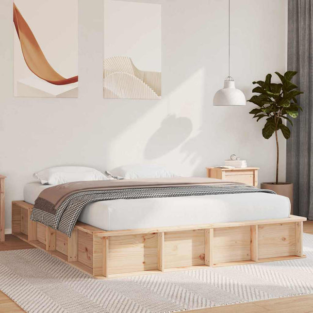 Sengestel Brun 160 x 200 cm Massiv fyrretræ