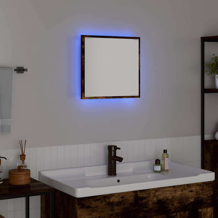 LED badeværelsesspejl Røget eg 40 x 37 x 8.5 cm Konstrueret træ