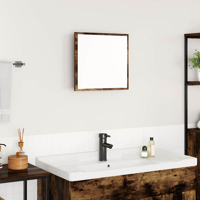 LED badeværelsesspejl Røget eg 40 x 37 x 8.5 cm Konstrueret træ