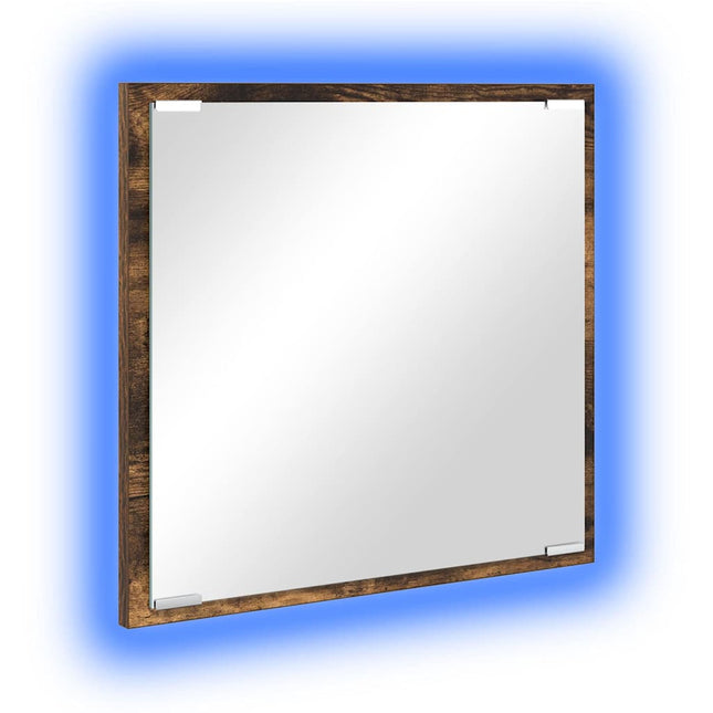 LED badeværelsesspejl Røget eg 40 x 37 x 8.5 cm Konstrueret træ