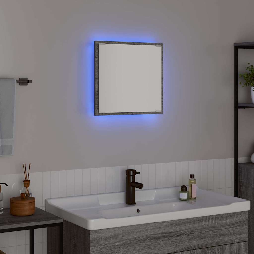 LED badeværelsesspejl med spejllys Grå Sonoma 40 x 37 x 8.5 cm