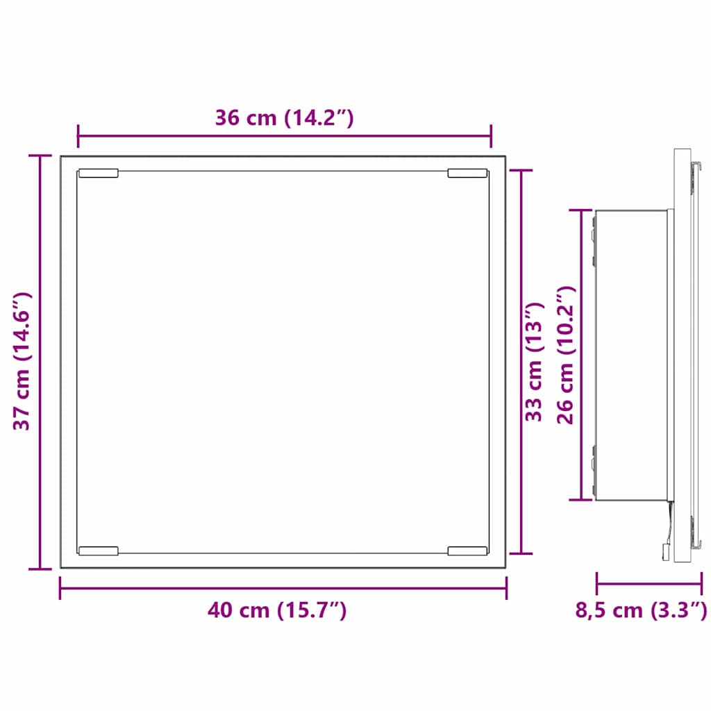 LED badeværelsesspejl med spejllys Grå Sonoma 40 x 37 x 8.5 cm