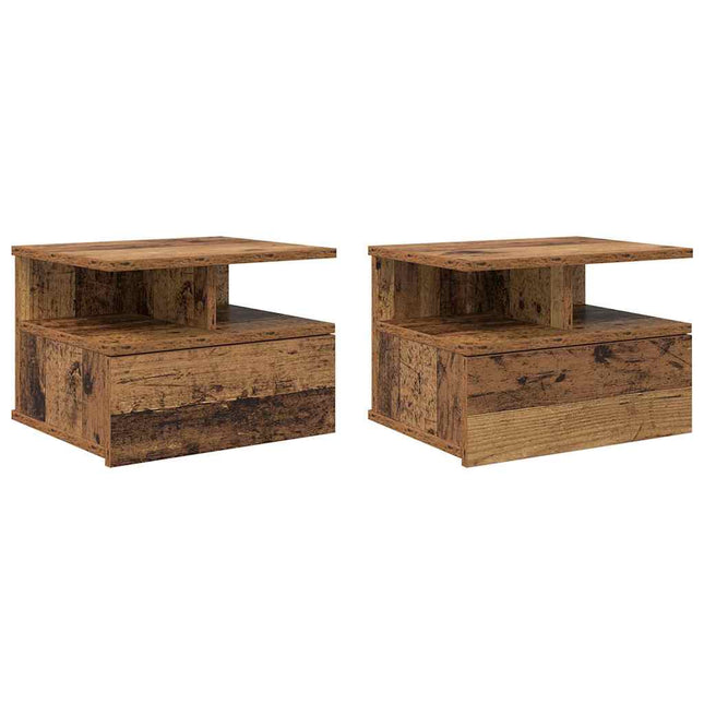 Flydende Natbord 2 stk. Gammelt træ 40 x 31 x 28 cm