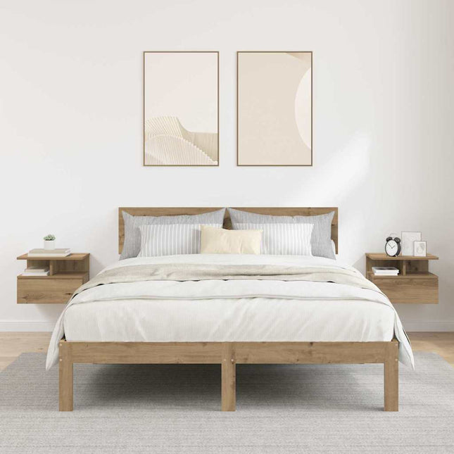 Flydende Natbord 2 pcs Artisan Egetræ 40 x 31 x 28 cm