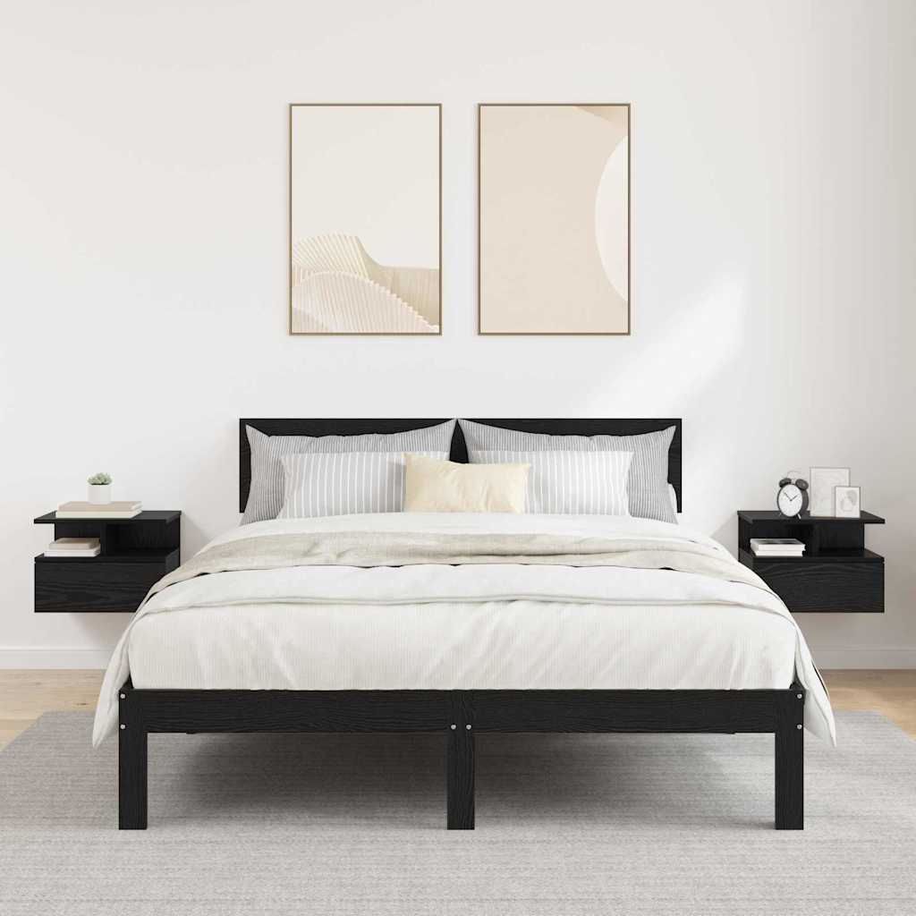 Flydende Natbord 2 pcs Sort eg 40 x 31 x 27 cm Konstrueret træ