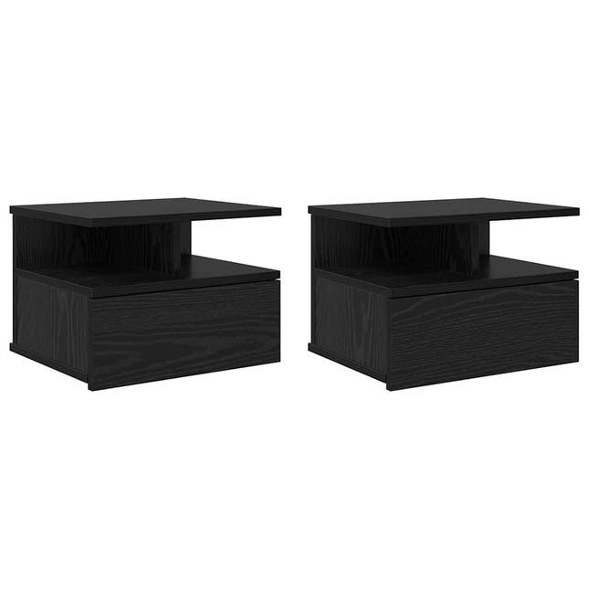 Flydende Natbord 2 stk. Sort eg 40 x 31 x 28 cm Konstrueret træ