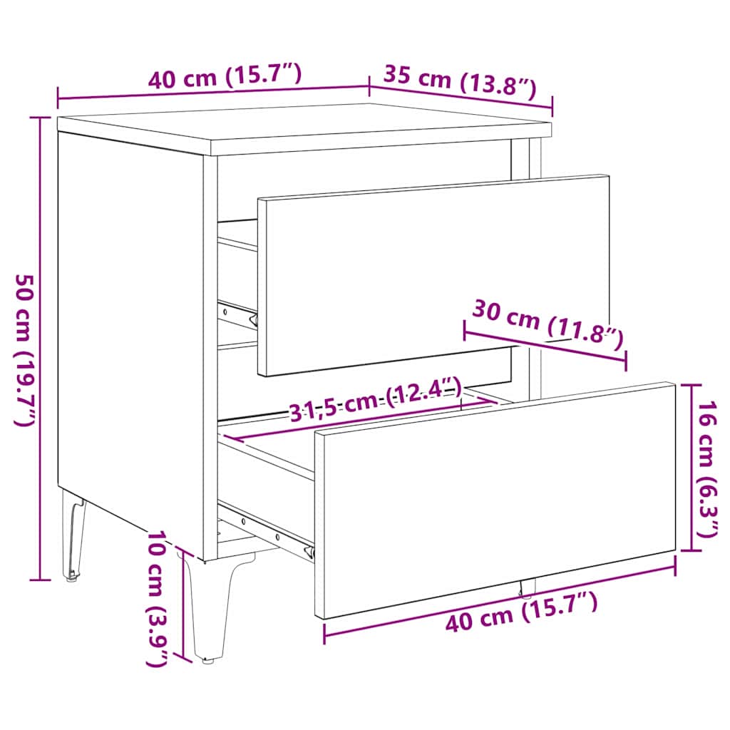 Natskab 2 pcs Gammelt træ 40 x 35 x 50 cm Konstrueret træ