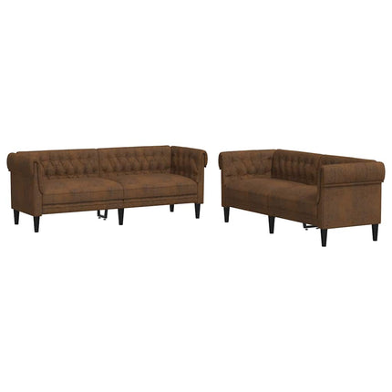 Stue Sofa 2 stk. Brun Stof