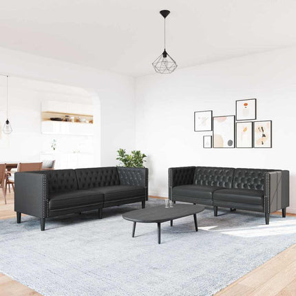 Stue Sofa 2 pcs Sort 194 x 74,5 x 70,5 cm Faux læder