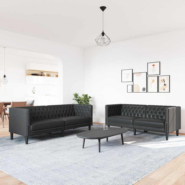 Stue Sofa 2 stk. Sort Faux læder