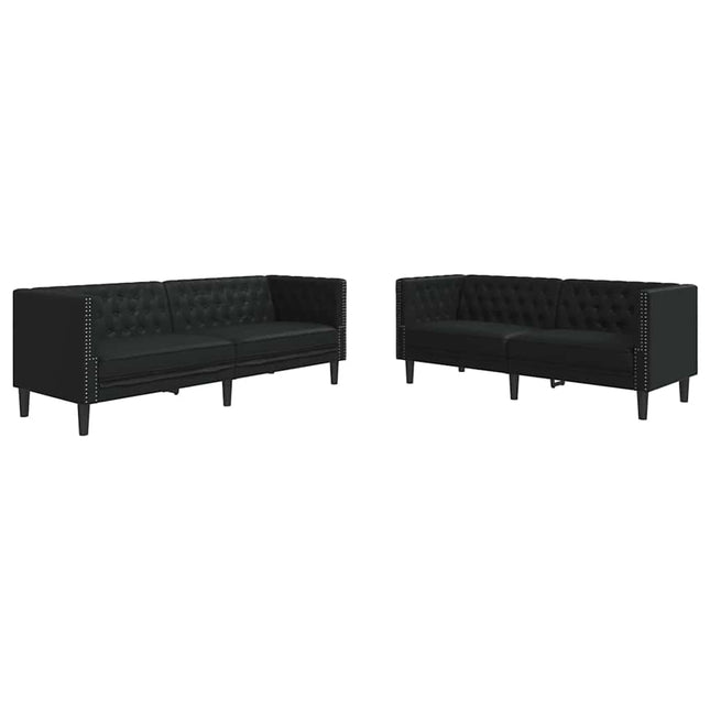 Stue Sofa 2 stk. Sort Faux læder