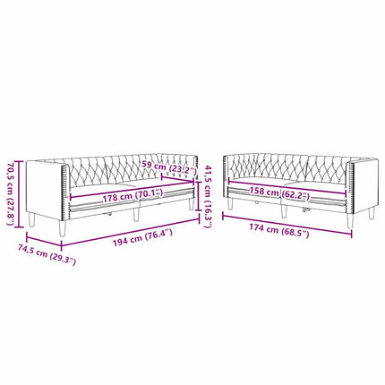 Stue Sofa 2 pcs Sort 194 x 74,5 x 70,5 cm Faux læder