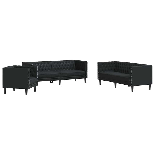 Stue Sofa 3 stk. Sort Faux læder