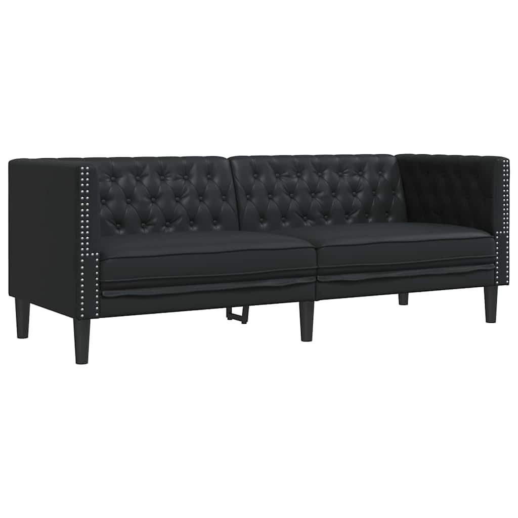 Sofa Sæt 3 pcs Sort 194 x 74.5 x 70.5 cm Kunstlæder