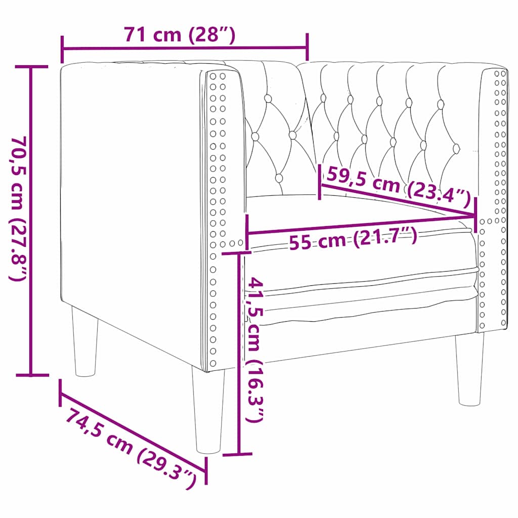 Sofa Sæt 3 pcs Sort 194 x 74.5 x 70.5 cm Kunstlæder