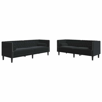 Stue Sofa 2 pcs Sort 194 x 74,5 x 70,5 cm Fløjl