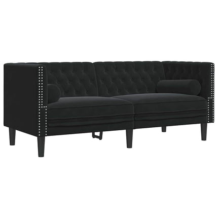 Stue Sofa 2 pcs Sort 194 x 74,5 x 70,5 cm Fløjl