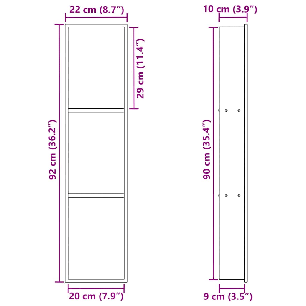 Bruse Niche Hvid 90 x 20 x 9,5 cm Rustfrit stål