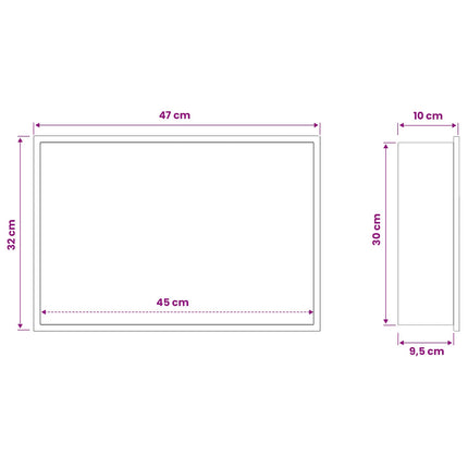 Bruse Niche Hvid 45 x 30 x 9,5 cm Rustfrit stål
