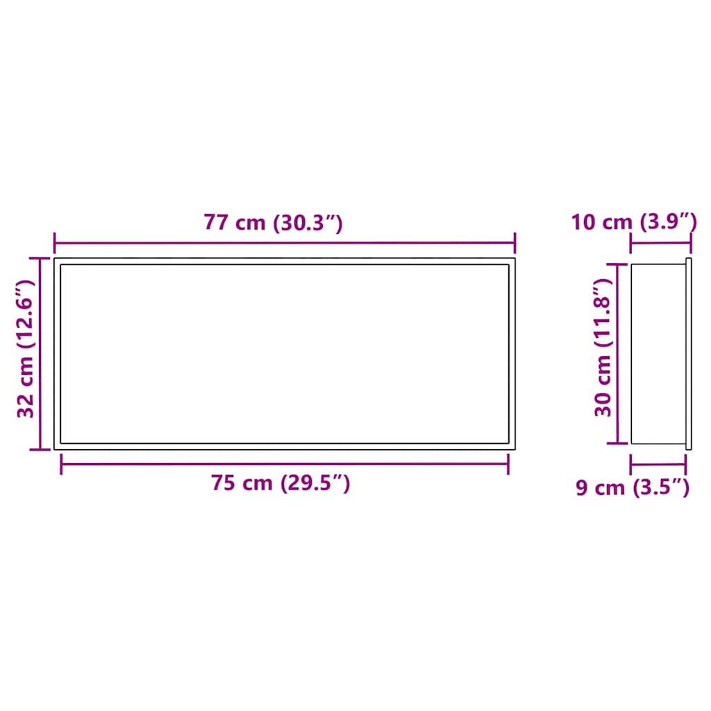 Bruse Niche Hvid 75 x 30 x 9,5 cm Rustfrit stål