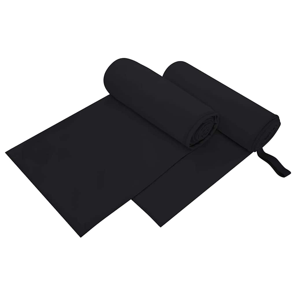 Sportshåndklæder 2 pcs Sort 200 x 100 cm Polyester og polyamid